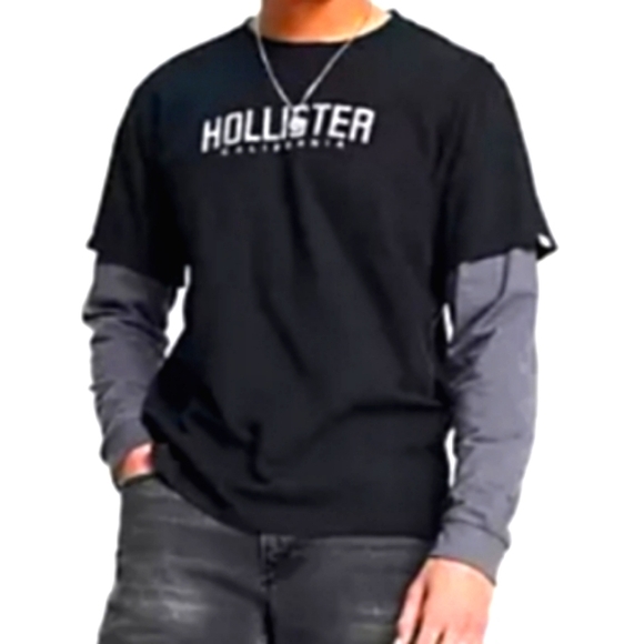 Hollister Other - (3/$25) Hollister Black T-shirt w/ Grey Undersleeves